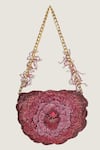 Buy_Doux Amour_Red Embroidery, Beads Mini Clutch _Online_at_Aza_Fashions