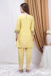 Shop_House of Tushaom_Yellow Chanderi Embroidered Lace Round Straight Kurta With Pant _at_Aza_Fashions