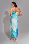 Shop_Shruti S_Blue Natural Silk Printed Marble Square Slit Dress_at_Aza_Fashions