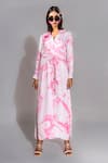 Buy_Shruti S_Pink Natural Modal Satin Printed Marble Collar Shirt Dress_Online_at_Aza_Fashions