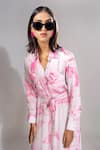 Shop_Shruti S_Pink Natural Modal Satin Printed Marble Collar Shirt Dress_Online_at_Aza_Fashions