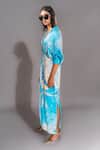 Shop_Shruti S_Blue Natural Modal Satin Printed Marble Collar Pattern Shirt Dress_Online_at_Aza_Fashions