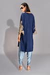 Shop_Shruti S_Blue Kurta Silk Embroidered Zari V Neck And Tulip Pant Set_at_Aza_Fashions