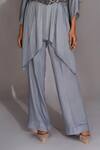 Shruti S_Grey Kaftan Natural Yarn Satin Embroidered Sequins V Belt And Trouser Co-ord Set_Online_at_Aza_Fashions