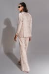 Shop_Shruti S_Beige Light Jacquard Notched Lapel Jacket And Trouser Co-ord Set _at_Aza_Fashions