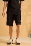 MUVAZO_Black Interlock Plain Onyx Oasis Organic Shorts  _Online_at_Aza_Fashions