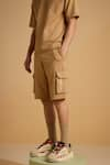 Shop_MUVAZO_Brown Interlock Plain Sunlit Caramel Oasis Shorts  _Online_at_Aza_Fashions