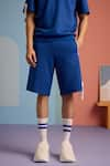 MUVAZO_Blue Interlock Plain Organic Comfo Shorts  _at_Aza_Fashions