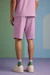 Shop_MUVAZO_Purple Knitted Jacquard Textured Maverick Shorts  _at_Aza_Fashions