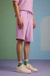 MUVAZO_Purple Knitted Jacquard Textured Maverick Shorts  _Online_at_Aza_Fashions