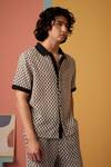 Buy_Muvazo_Black Cotton Crochet Chequered Shirt _Online_at_Aza_Fashions
