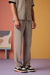 MUVAZO_Black Crochet Chequered Pixel Pop Pant  _Online_at_Aza_Fashions