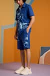 MUVAZO_Blue Interlock Print Sunbeam Spectrum Shorts  _Online_at_Aza_Fashions