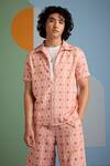 Buy_Muvazo_Pink Satin, Twill Geo Fusion Print Shirt _at_Aza_Fashions