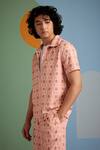 Buy_Muvazo_Pink Satin, Twill Geo Fusion Print Shirt _Online_at_Aza_Fashions
