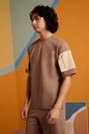Buy_Muvazo_Brown Polyester, Cotton Nutty 3d Pocket Tee _Online_at_Aza_Fashions