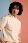 Buy_Muvazo_Beige Cotton, Polyester Seaside Perfection Hoodie T Shirt _Online_at_Aza_Fashions