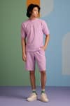 Buy_MUVAZO_Purple Knitted Jacquard Woven Stripe Maverick T Shirt And Shorts Set _at_Aza_Fashions