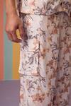MUVAZO_Brown Jacquard Satin Printed Floral Odyssey Shirt And Pant Set _Online_at_Aza_Fashions