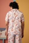 Shop_MUVAZO_Brown Jacquard Satin Printed Floral Odyssey Shirt And Pant Set _at_Aza_Fashions