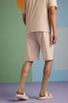 Buy_MUVAZO_Beige Cotton Poplin Plain Sunbeam T Shirt And Shorts Set  _Online_at_Aza_Fashions