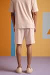 Buy_MUVAZO_Beige Interlock Plain Cove Pocket T Shirt And Shorts Set  _Online_at_Aza_Fashions