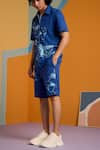 MUVAZO_Blue Interlock Printed Floral Sunbeam Spectrum Shirt And Shorts Set  _Online_at_Aza_Fashions