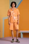 Buy_MUVAZO_Orange Interlock Printed Floral Sunbeam Spectrum Shirt And Shorts Set _at_Aza_Fashions