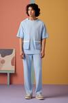 Buy Muvazo Blue Cotton, Polyester T Shirt And Pant Set at Aza Fashions Buy_Muvazo_Blue Cotton, Polyester T Shirt And Pant Set _at_Aza_Fashions