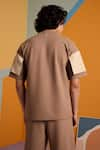 Shop_MUVAZO_Brown Interlock Plain Walnut Wave 3d Pocket T Shirt And Shorts Set  _at_Aza_Fashions