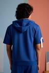 Shop_Muvazo_Blue Cotton, Polyester Dont Panic Its Organic Hoodie Tee _at_Aza_Fashions