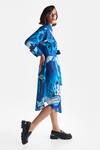 Ekastories_Blue Modal Digital Printed Floral Collar Lapis Lazuli Shirt Dress _Online_at_Aza_Fashions