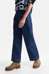 Buy_Ekastories_Blue Denim Solid Pleated Pant _Online_at_Aza_Fashions