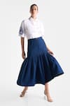 Buy_Ekastories_Blue Denim Solid Gathered Skirt _at_Aza_Fashions