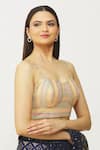 Shop_Samyukta Singhania_Multi Color Silk Embroidered Sequin Sweetheart Neck Work Sleeveless Blouse _Online_at_Aza_Fashions