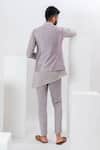Shop_Vaani Beswal_Grey Handwoven Chivia Silk Applique Florian Bundi_at_Aza_Fashions