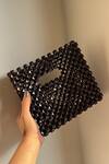 Rubilon_Black Bead Boxy Crystal Woven Bag _Online_at_Aza_Fashions