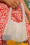 Buy_RUBILON_White Faux Pearl Belle Woven Bag _at_Aza_Fashions