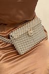 RUBILON_Beige Faux Pearl Diana Woven Belt Bag _Online_at_Aza_Fashions