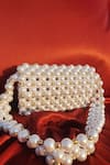 RUBILON_White Faux Pearl Myra Woven Bag _at_Aza_Fashions