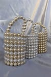 RUBILON_White Faux Pearl Kaia Woven Bucket Bag _Online_at_Aza_Fashions