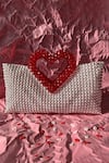 Buy_RUBILON_White Acrylic Crystal Heartlet Pearl Woven Bag _at_Aza_Fashions