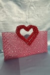 Buy_RUBILON_Pink Acrylic Crystal Heartlet Woven Bag _at_Aza_Fashions