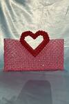 Shop_RUBILON_Pink Acrylic Crystal Heartlet Woven Bag _at_Aza_Fashions