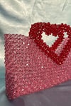 RUBILON_Pink Acrylic Crystal Heartlet Woven Bag _Online_at_Aza_Fashions