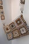 Shop_RUBILON_Brown Acrylic Crystal Amber Woven Bag_at_Aza_Fashions