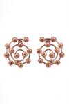 Shop_Trupti Mohta_Rose Gold Oyster Shell Spiral Earrings _at_Aza_Fashions