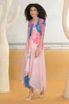 Buy_PREETI MEHTA_Pink Georgette Viscose 60% And 40% Polyester Digital Flared Kurta & Pant Set _Online_at_Aza_Fashions