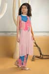 PREETI MEHTA_Pink Georgette Viscose 60% And 40% Polyester Digital Printed Straight & Pant Set_at_Aza_Fashions