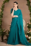 Buy_PREETI MEHTA_Green Georgette Viscose 60% And 40% Pleated Pre-draped Saree With Blouse _at_Aza_Fashions